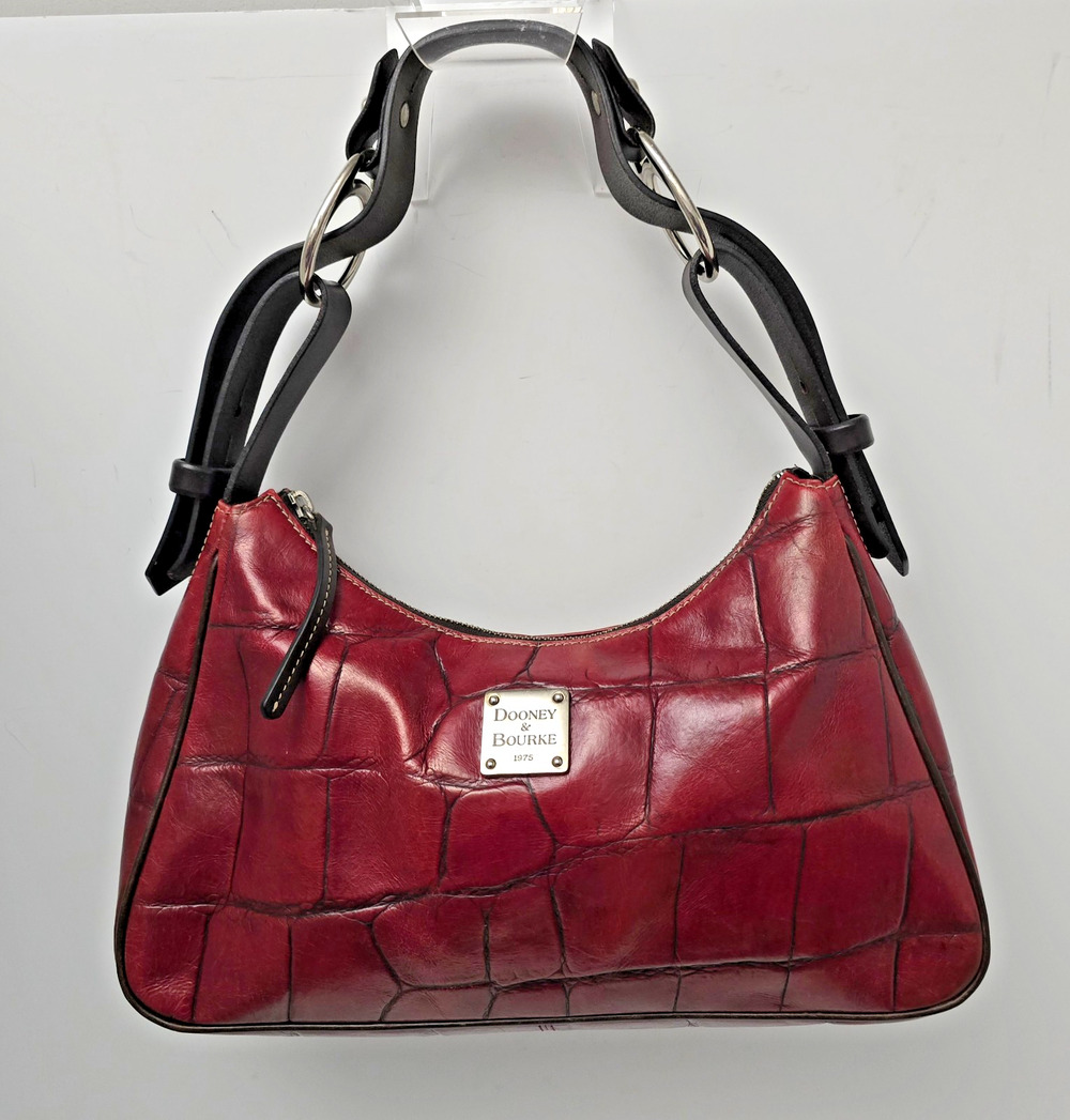 Dooney & Bourke Purse Hobo Bag Dark Burgundy Wine with Brown Handle